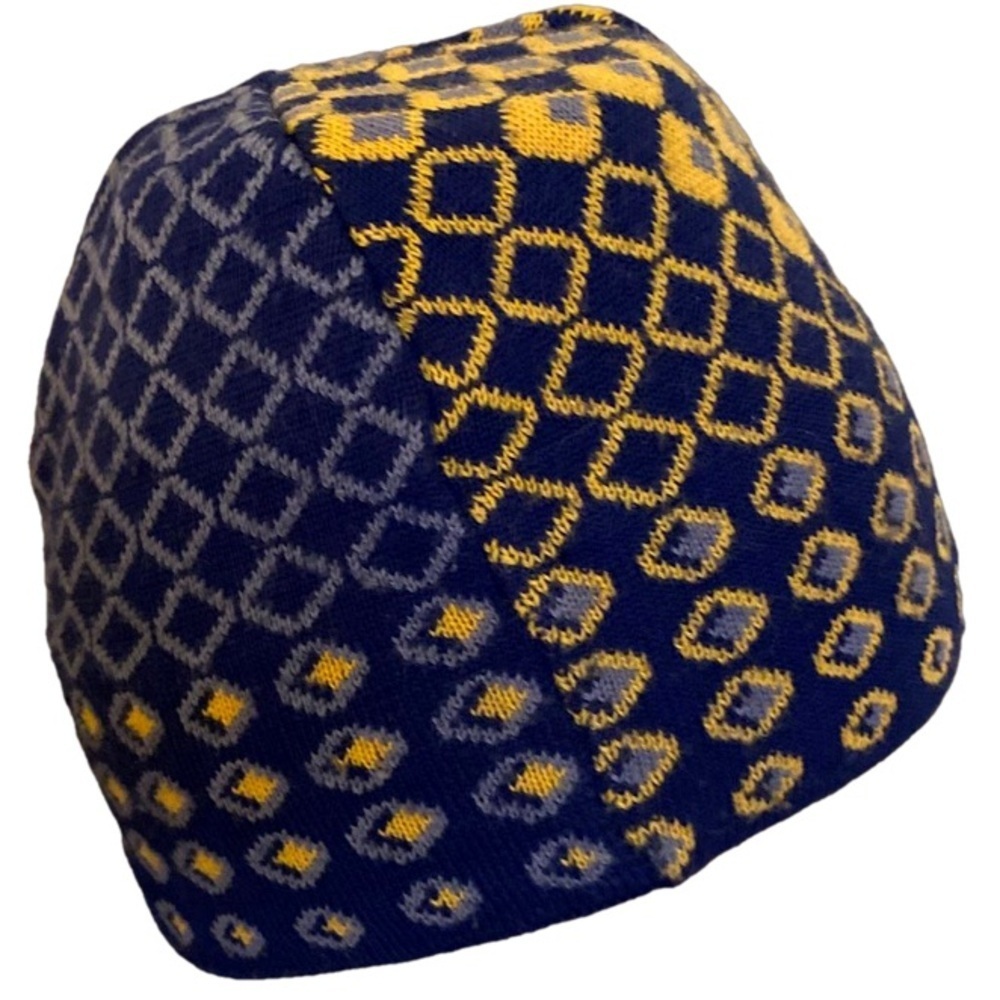Bula Beanie Geometric Design Navy Gold Gray OS